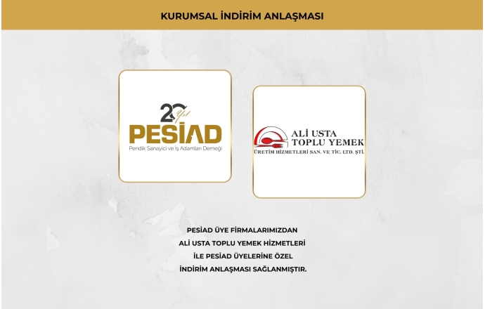 ALİ USTA TOPLU YEMEK HİZMETLERİ İLE ÜYELERİMİZE ÖZEL İŞ BİRLİĞİ ANLAŞMASI SAĞLANMIŞTIR.